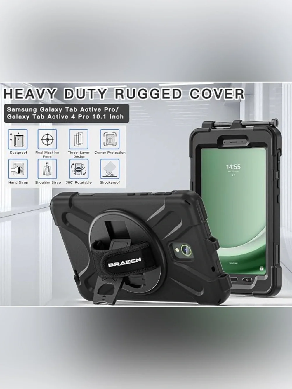 Case for Samsung Galaxy Tab Active 5 / Active 3-8” Rugged Protective Cover.